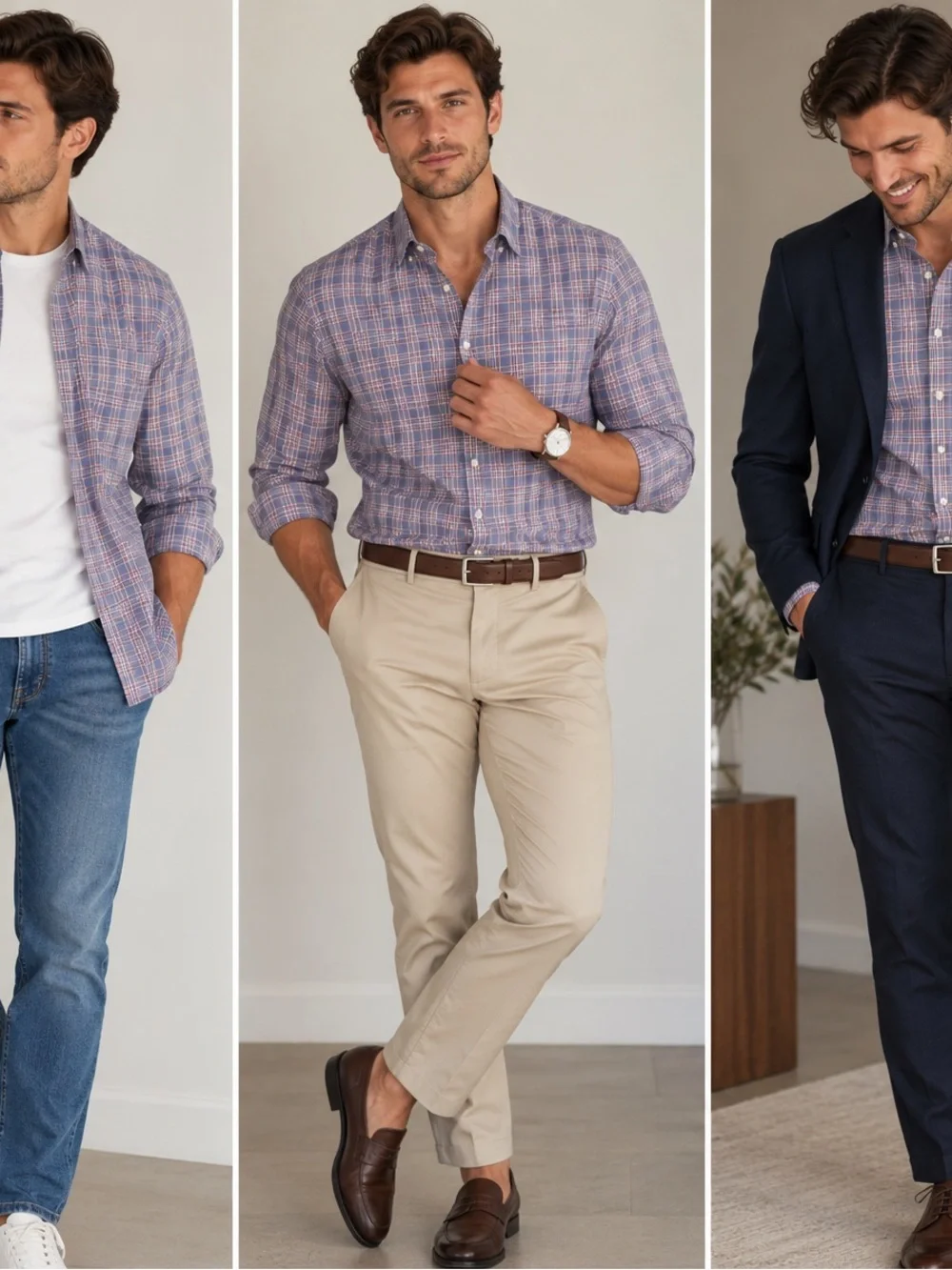 Banana Republic Blue and Red Plaid Dress Shirt